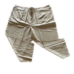 JESSICA LONDON New Beige Linen Chino Pants with Burgundy Pinstripes, Size 5X